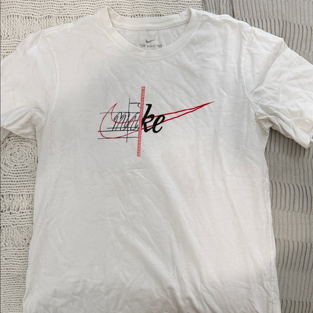 Nike White and Red Graphic Tee
